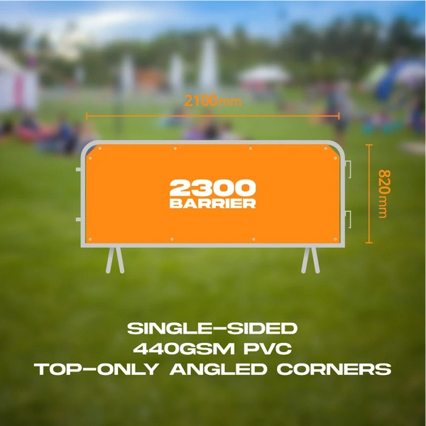 Crowd Barrier Graphic - 440gsm Pvc 2300 Top Only Angled Corners