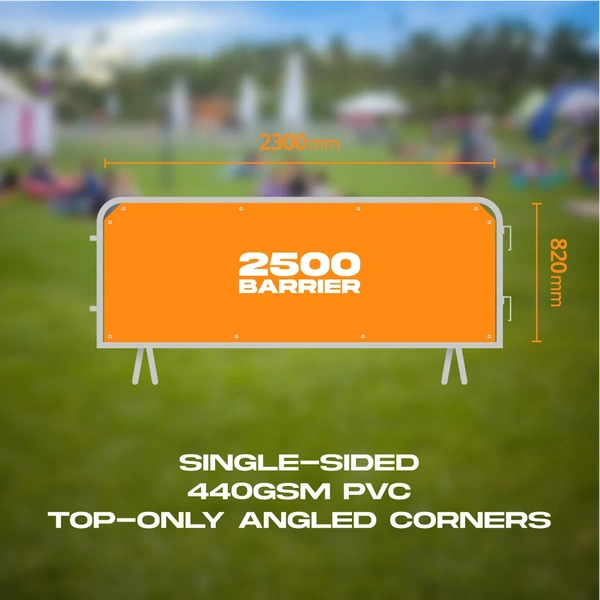Crowd Barrier Graphic - 440gsm Pvc 2500 Top Only Angled Corners