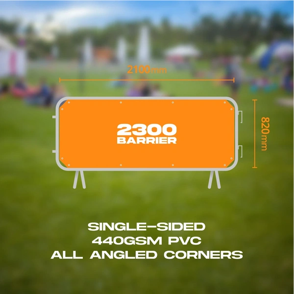 Crowd Barrier Graphic - 440gsm Pvc 2300 All Angled Corners