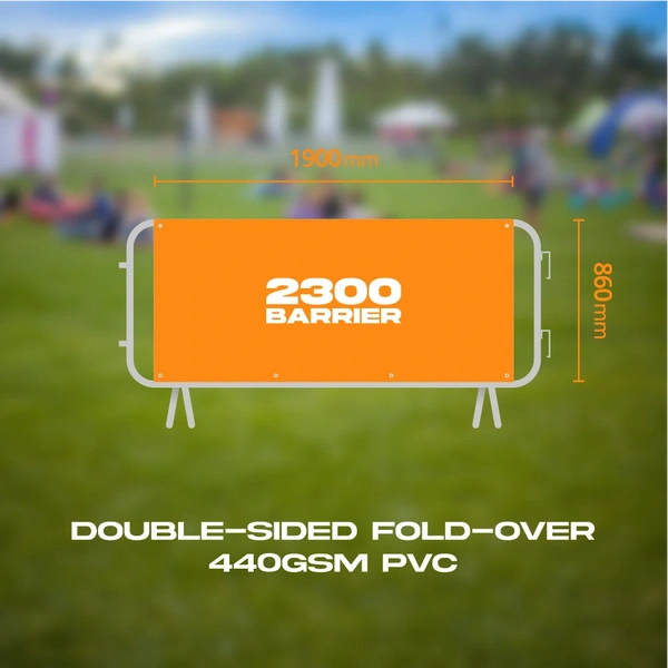 Crowd Barrier Graphic - 440gsm Pvc 2300 Double Sided Fold Over